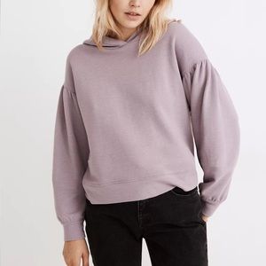 Madewell Pleat-Sleeve Shrunken Hoodie Sweatshirt